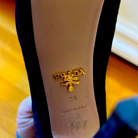 Prada Peep-Toe Suede Platform Ankle Boots - Picture 1 of 9